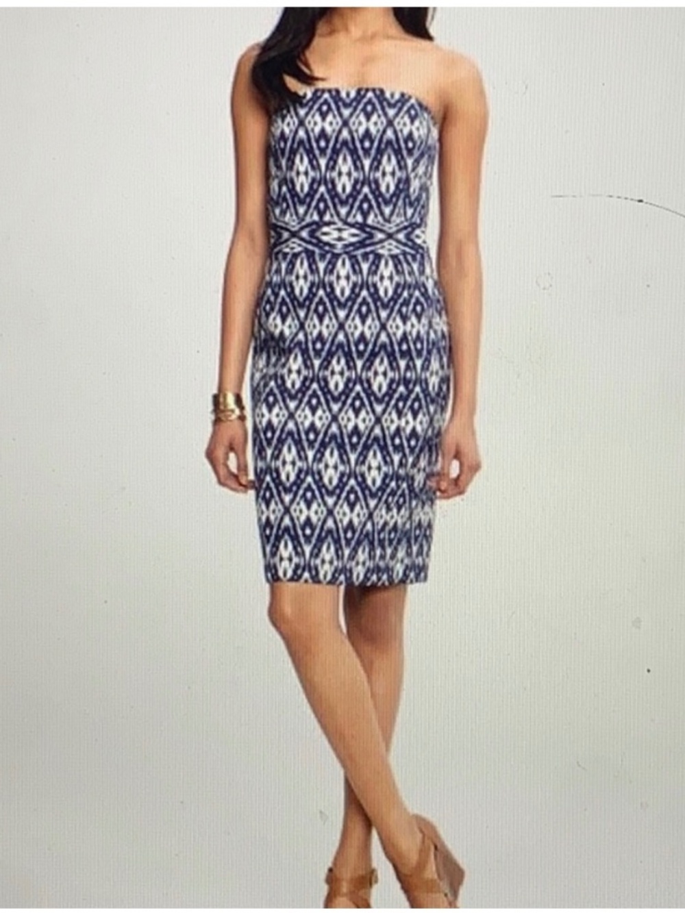 Banana Republic Blue Ikat Strapless Dress - Size 4